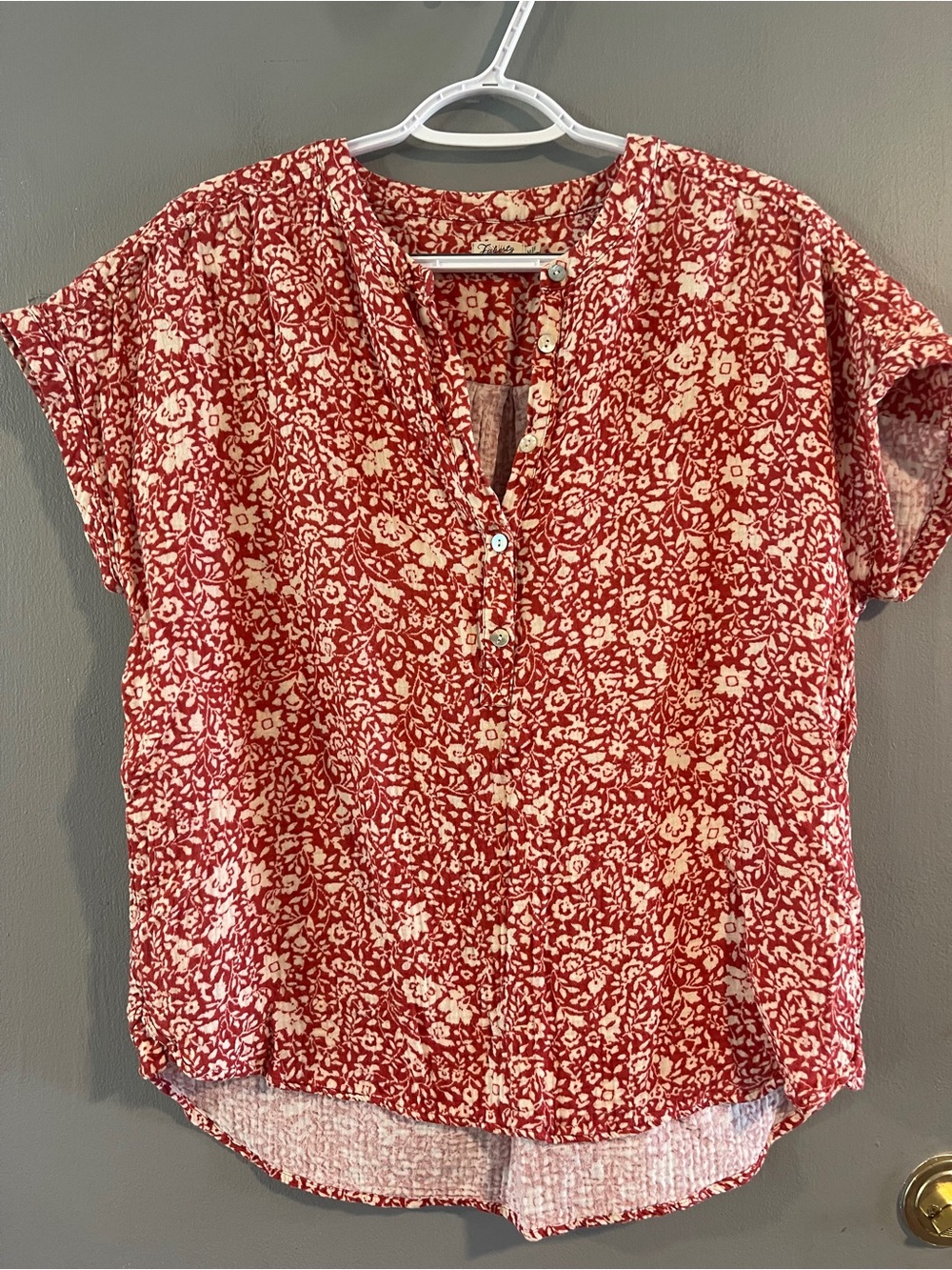 Faherty 100% Organic Cotton Popover Blouse Size M
